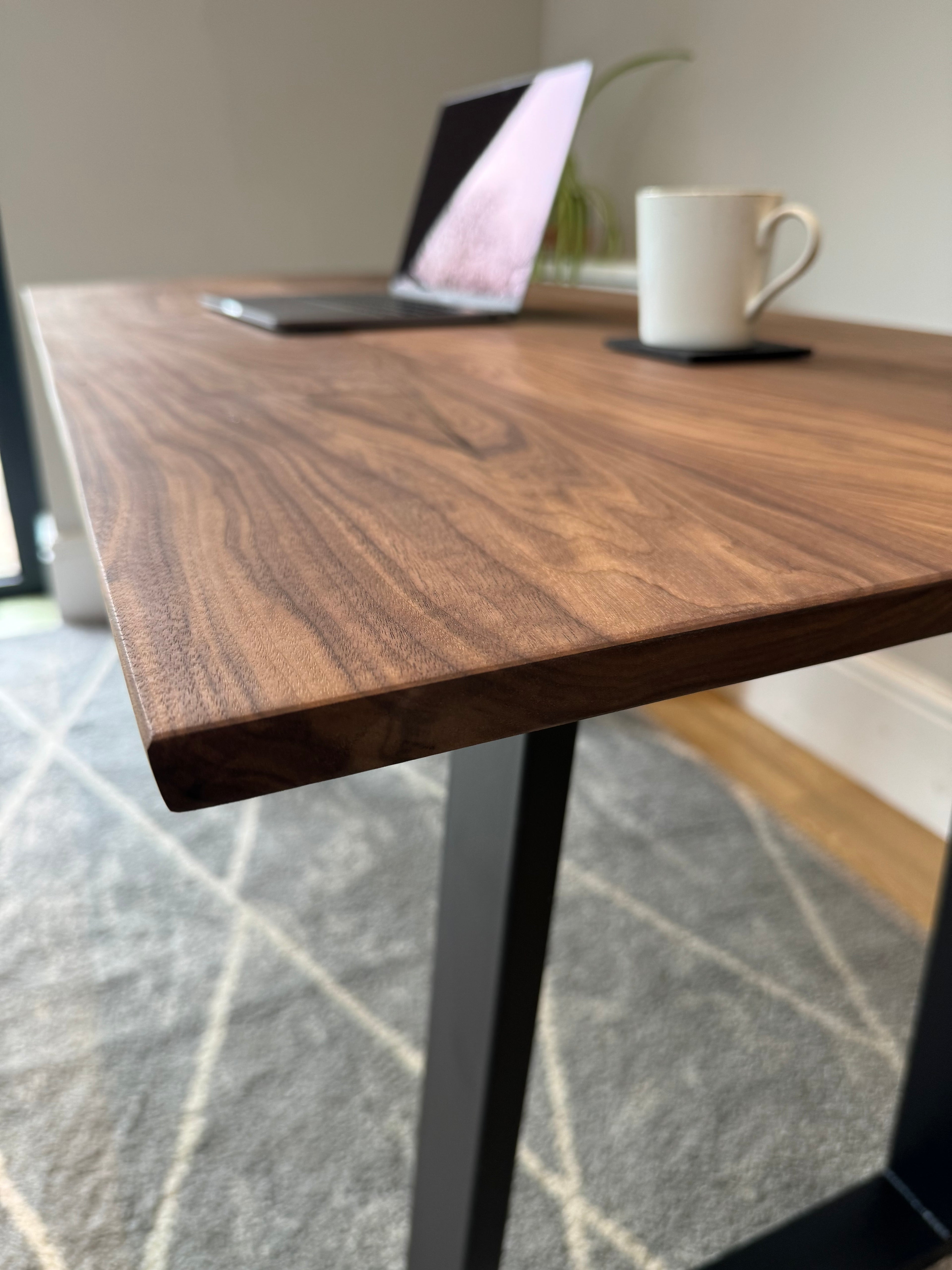 Solid Walnut Office Desk With Thick Legs