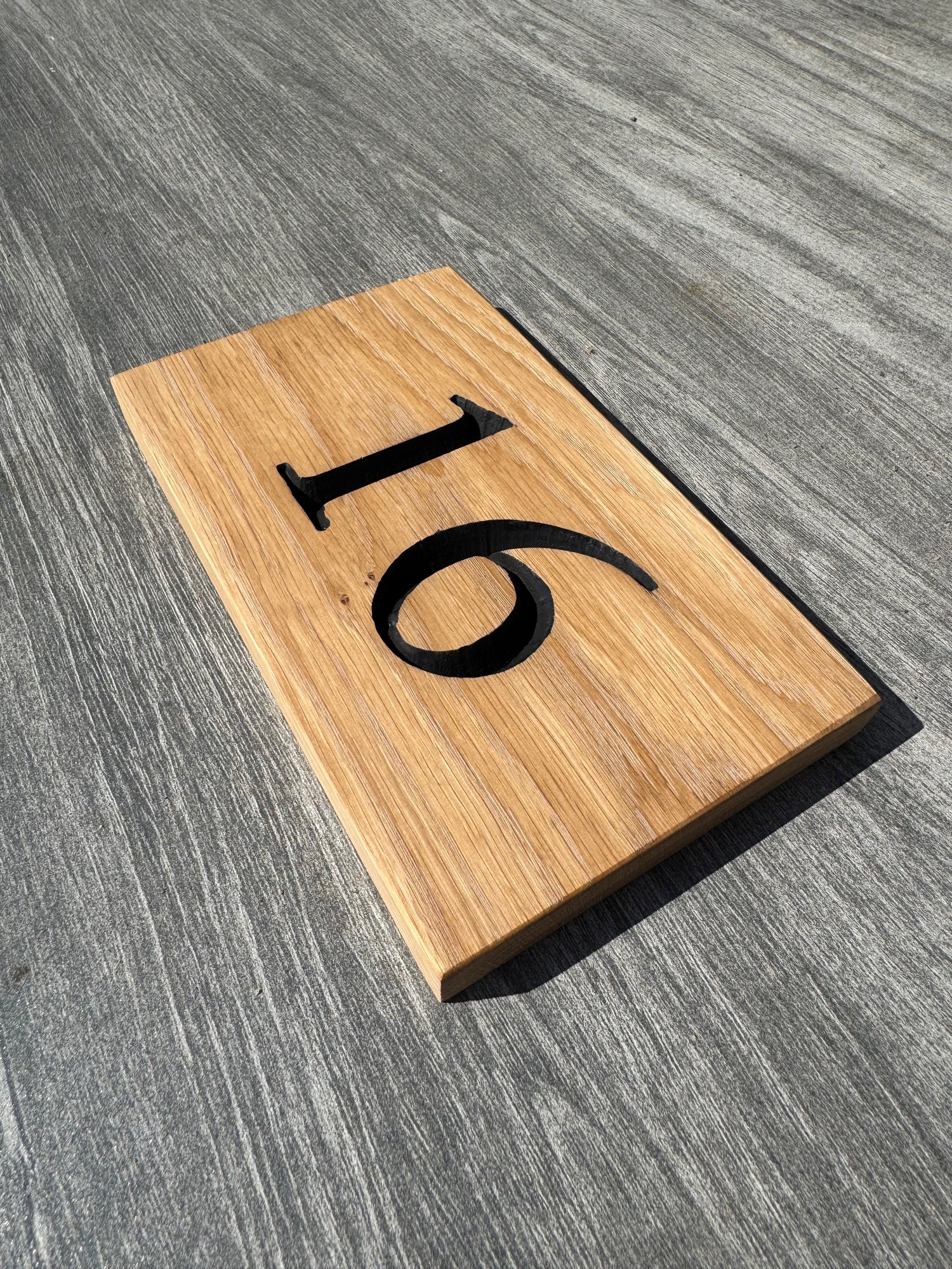 Oak Wooden House Number