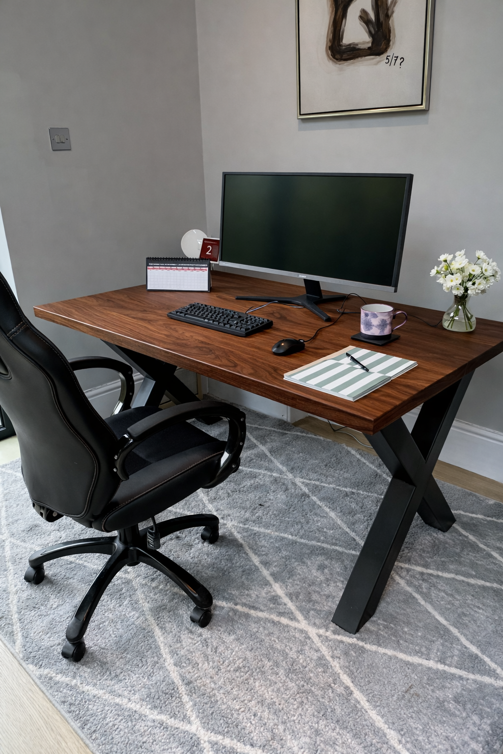 Thick Solid Walnut Office Desk