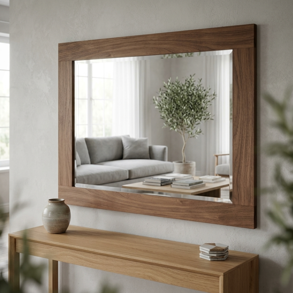Solid Walnut Wooden Mirror