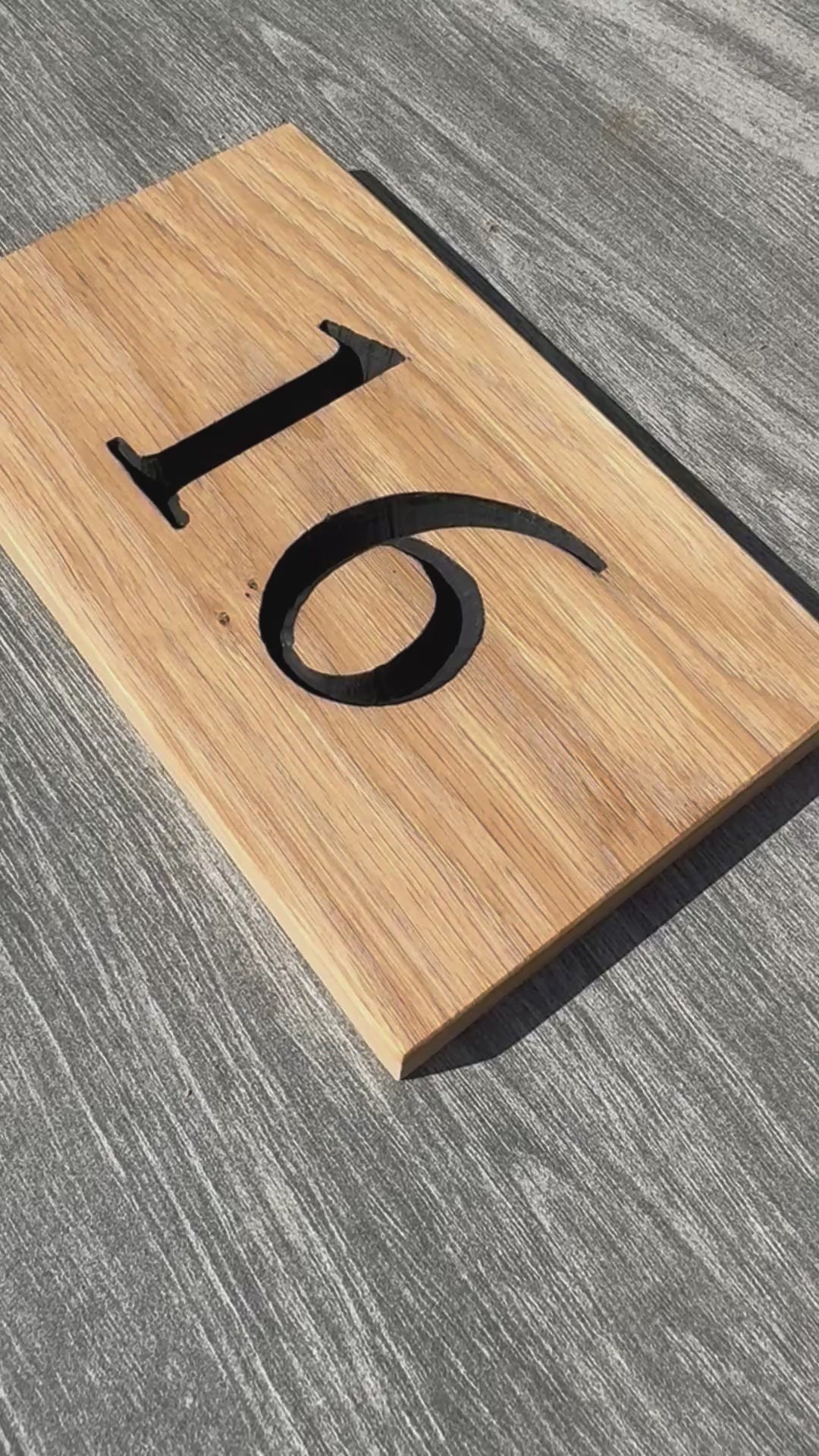 Oak Wooden House Number