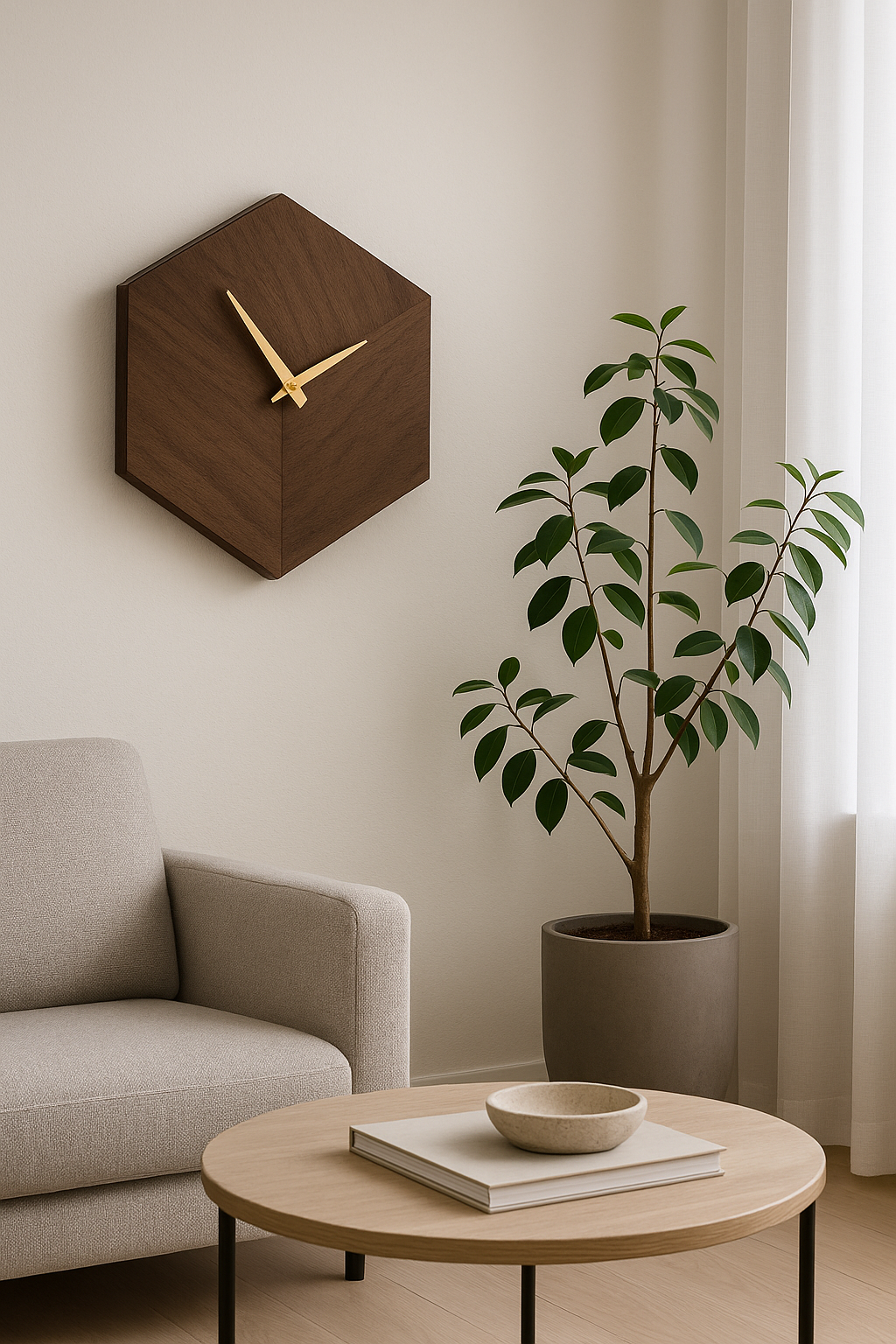 Solid Walnut Hexagon Clock