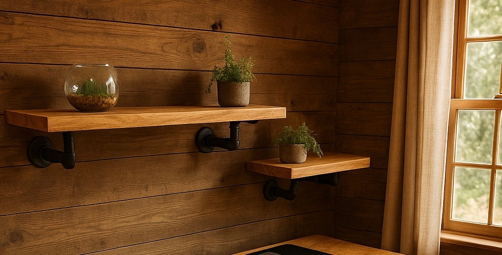 Industrial Style Solid Oak Shelf