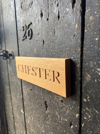 Oak Wooden Horse Name Sign