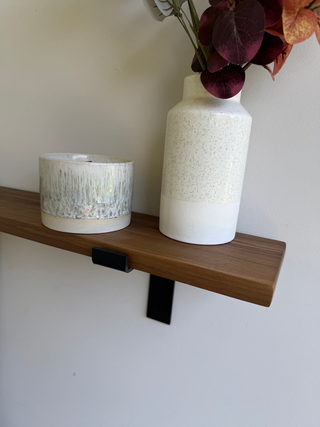 Solid Walnut Wall Shelf - Down Bracket
