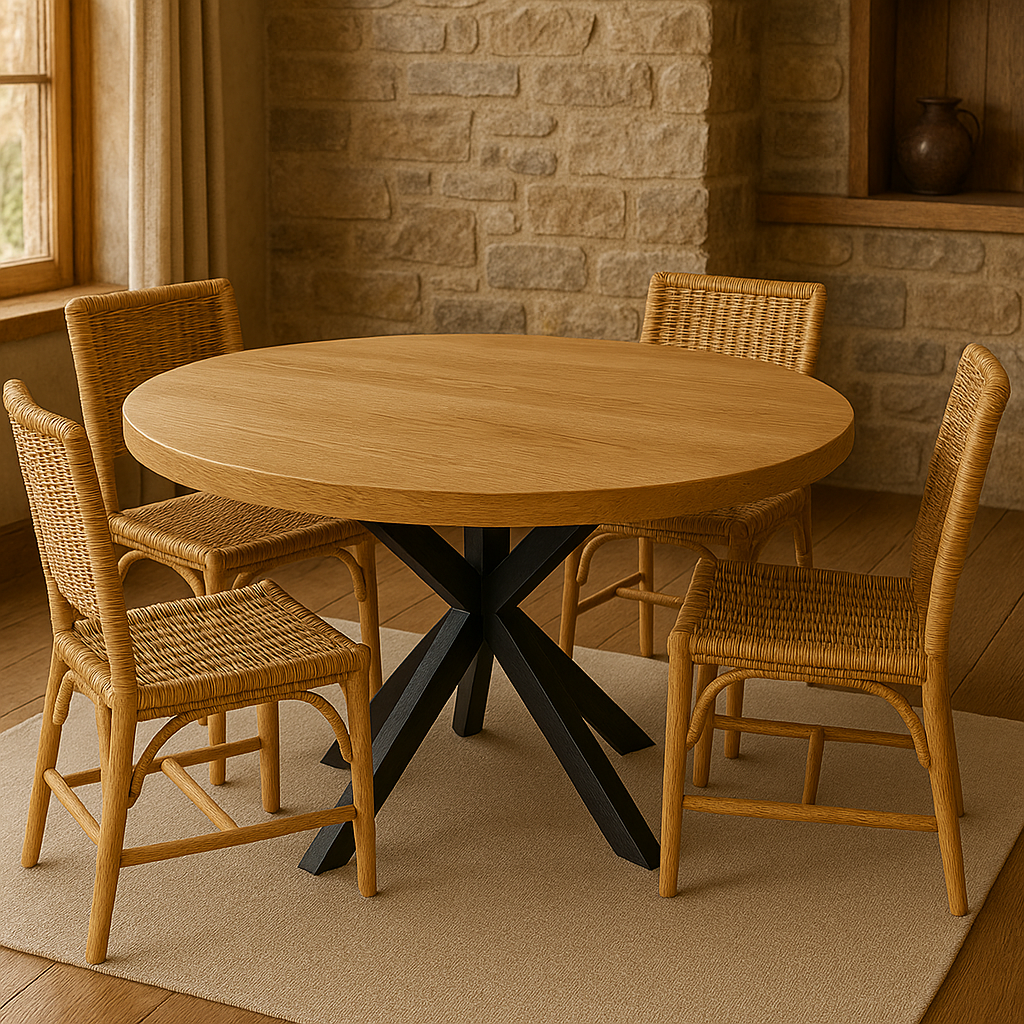 Round Solid Oak Dining Table