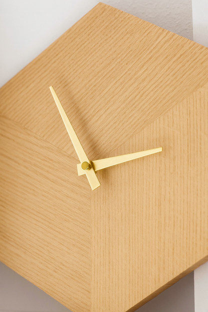 Solid Oak Hexagon Clock