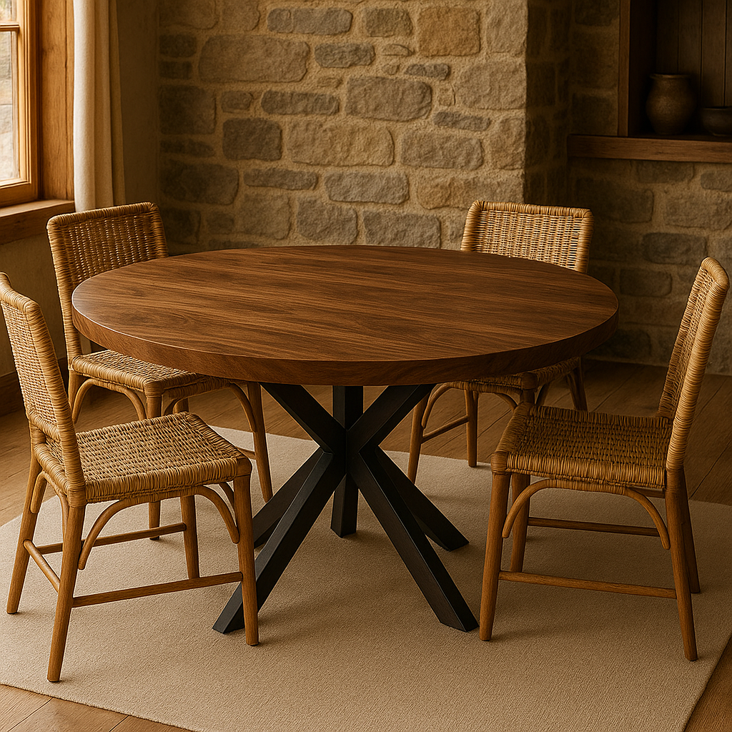 Round Solid Walnut Dining Table