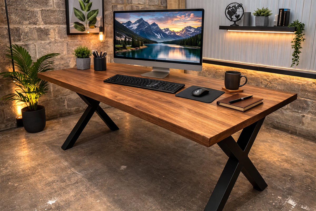 Thick Solid Walnut Office Desk