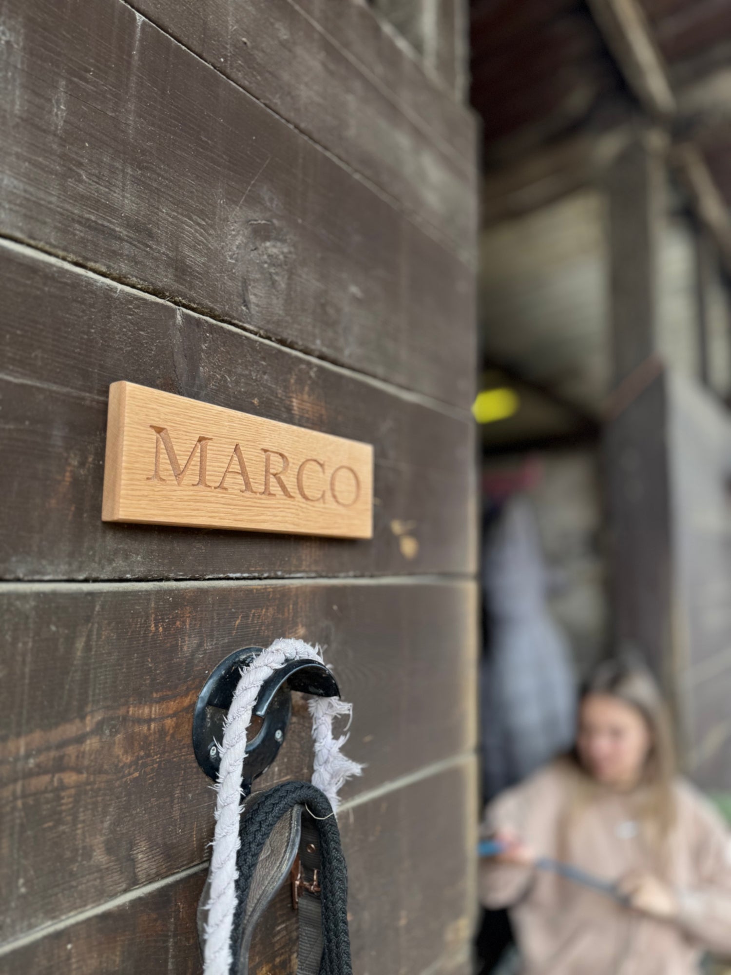 Oak Wooden Horse Name Sign