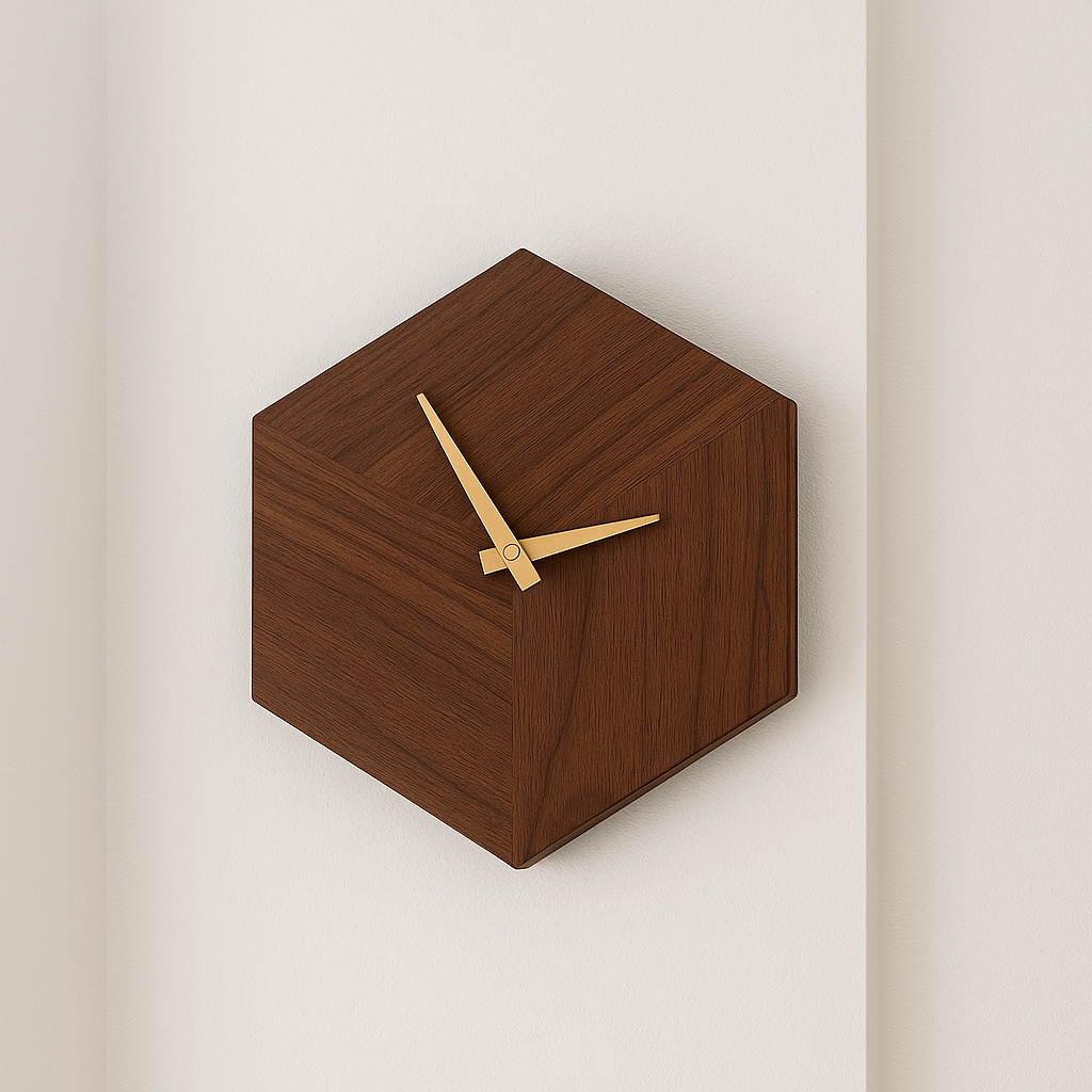 Solid Walnut Hexagon Clock