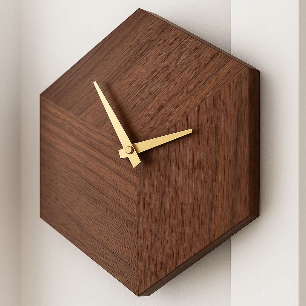 Solid Walnut Hexagon Clock