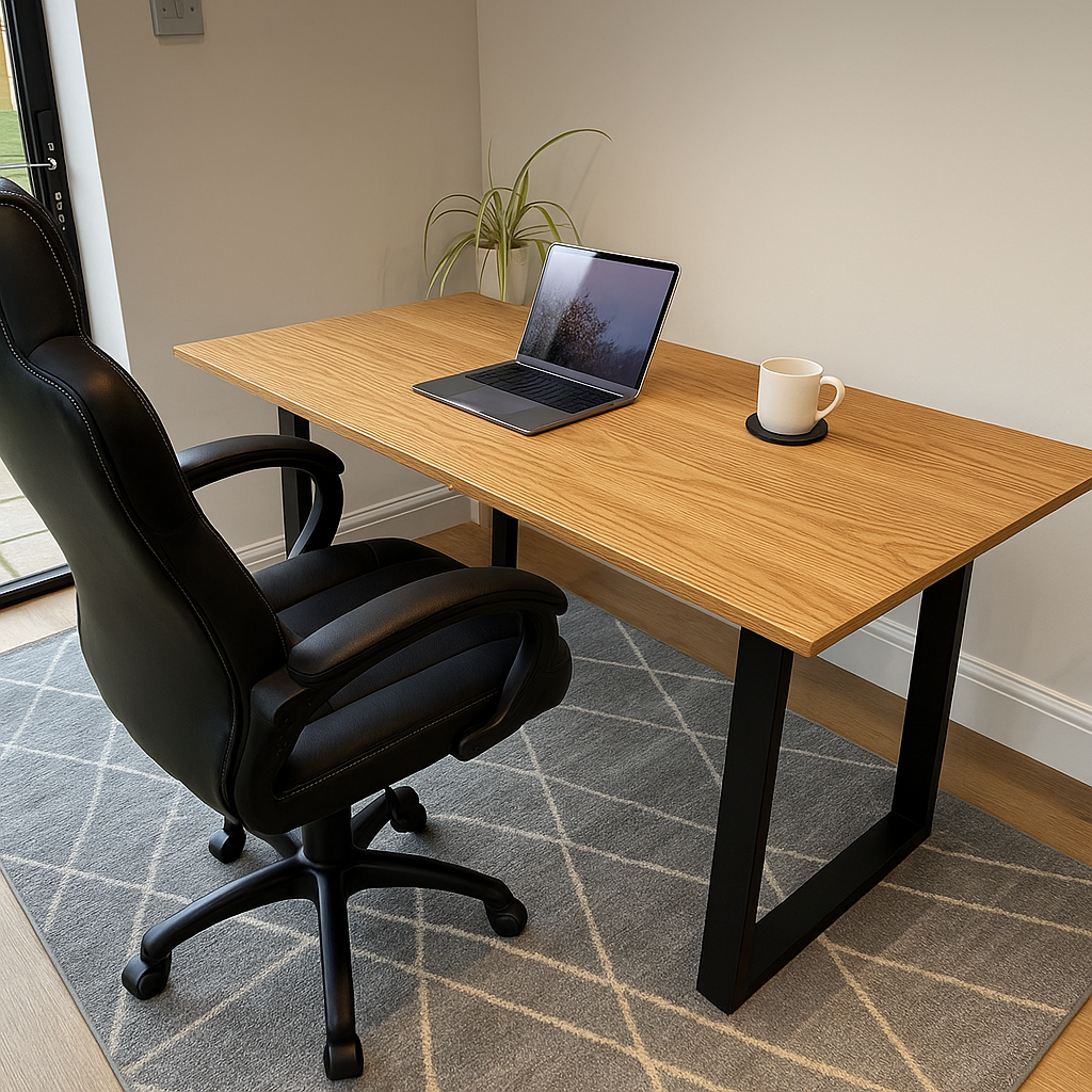 Solid Oak Office Desk With Thick Legs
