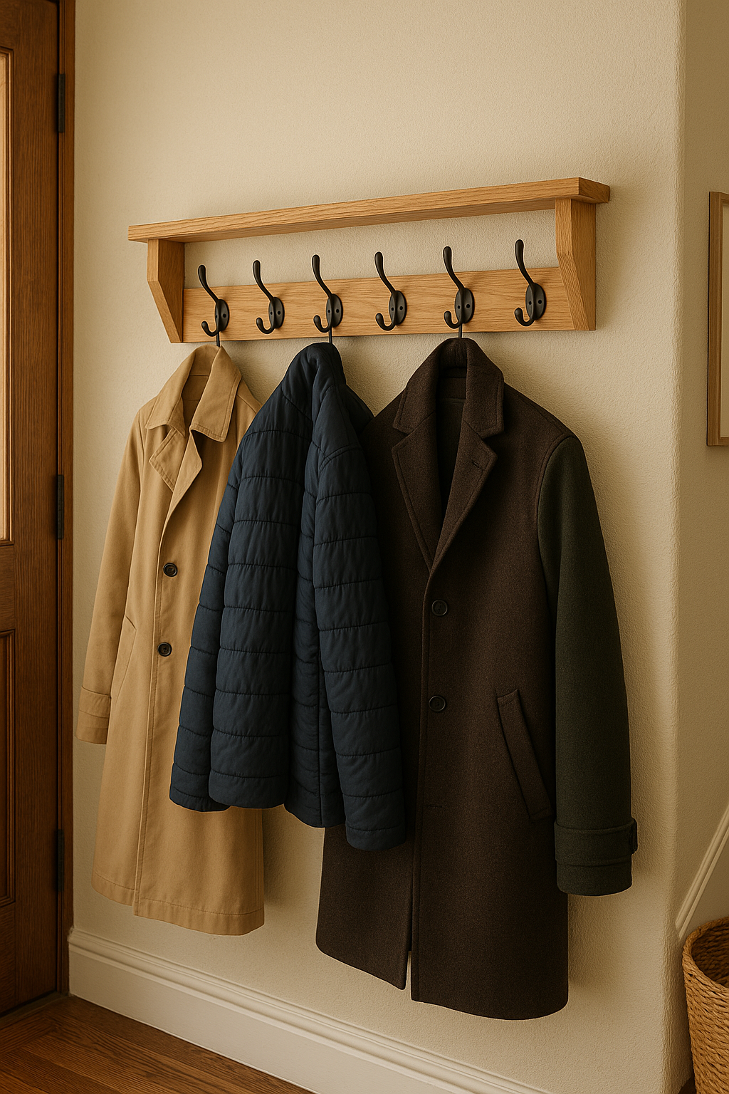 Solid Oak Coat Rack With Shelf
