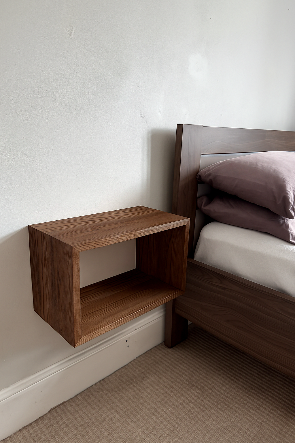 Solid Walnut Floating Bedside Table