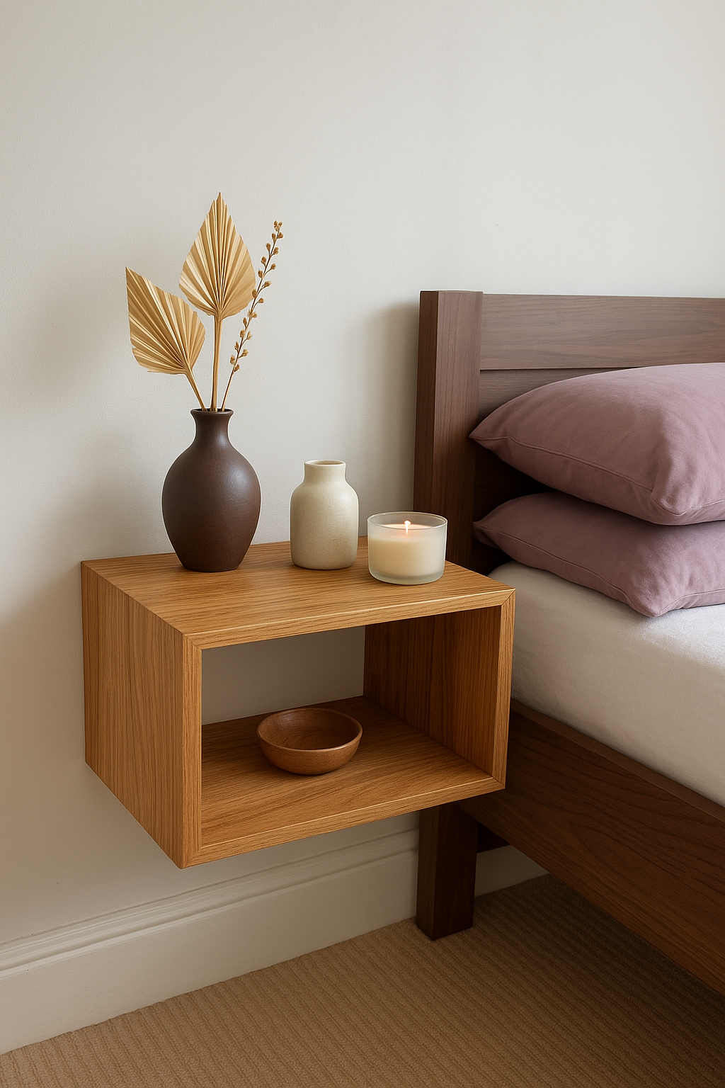 Solid Oak Floating Bedside Table