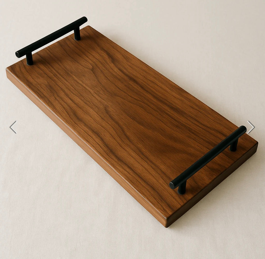 Solid Walnut Serving Tray with Handles
