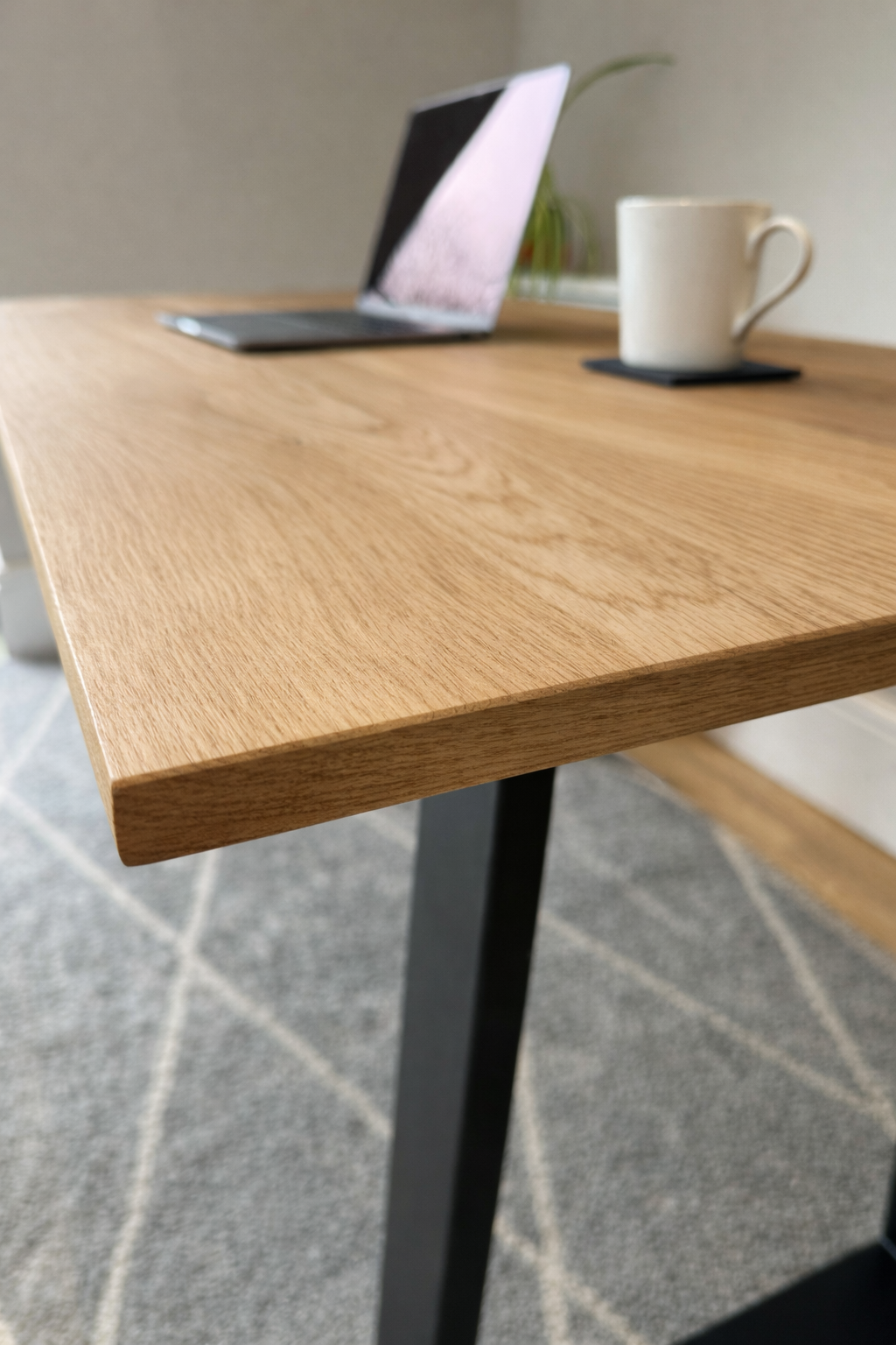 Solid Oak Office Desk With Thick Legs