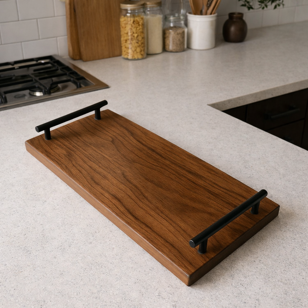Solid Walnut Serving Tray with Handles