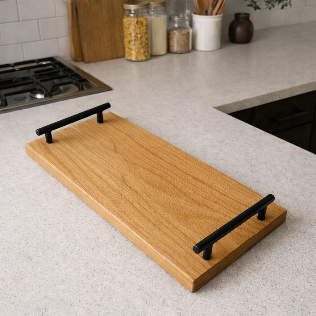 Oak Serving Tray with Handles