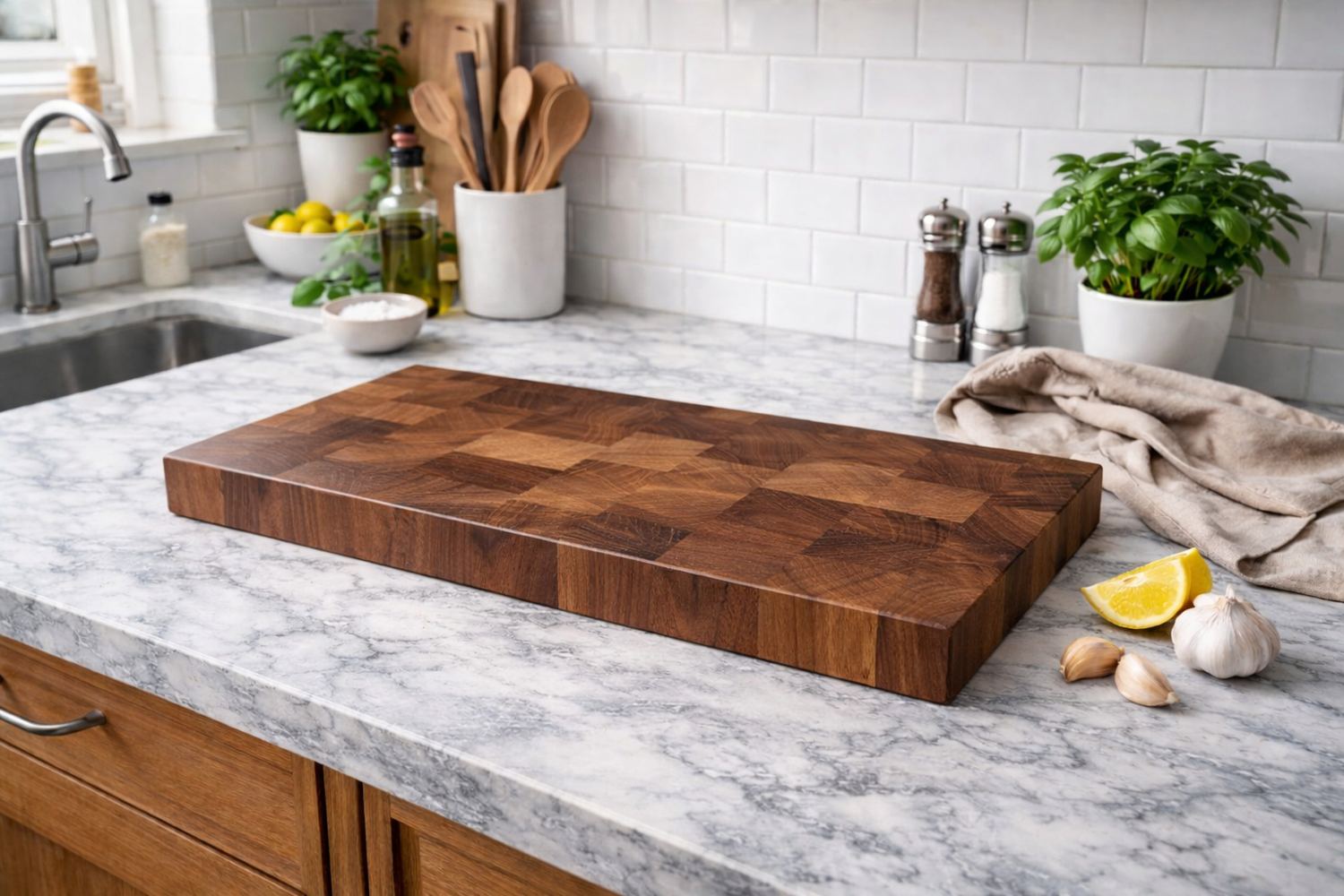 Solid Walnut End Grain Chopping Board