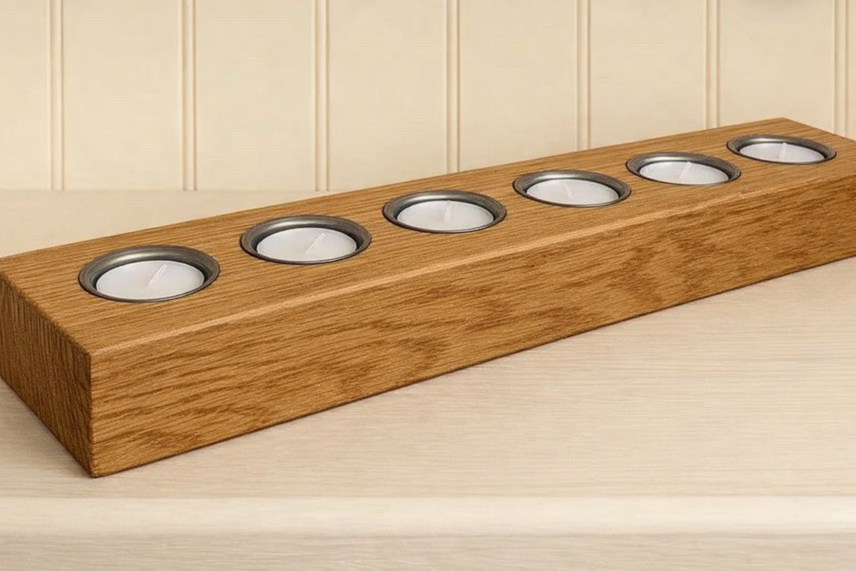 Solid Oak Candle Holder