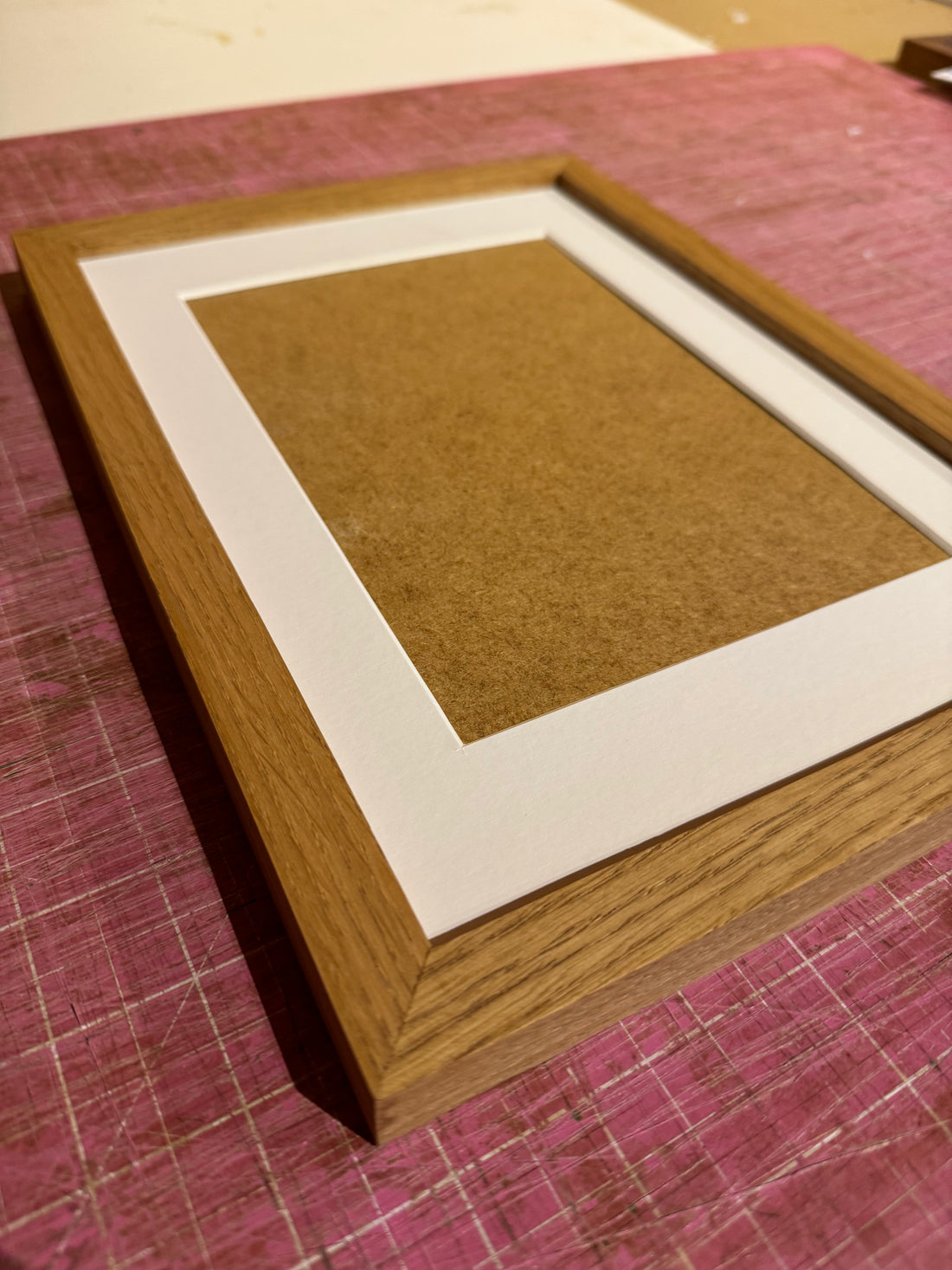 Oak Picture Frame Supplied With White Mount