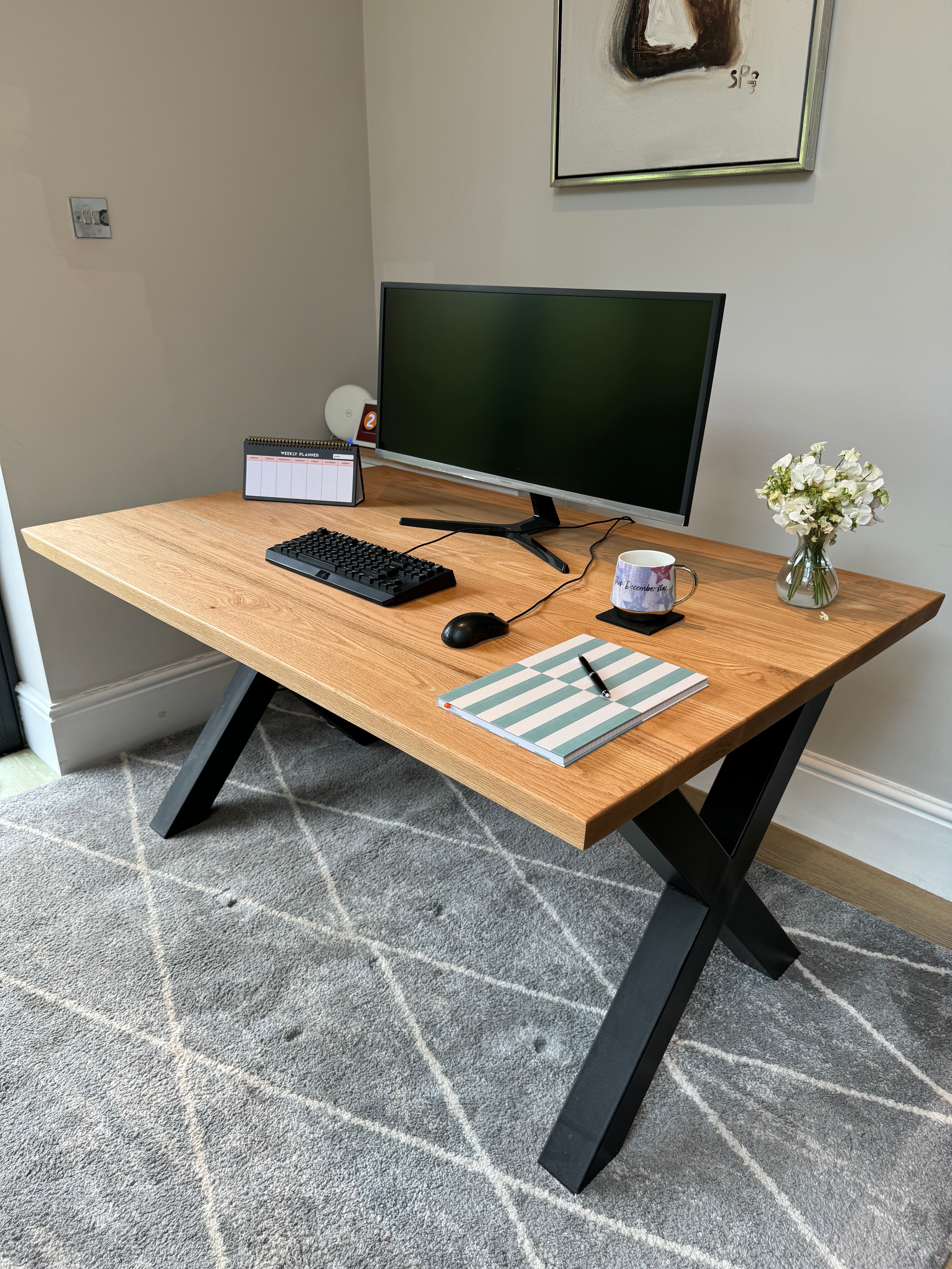 Thick Solid Oak Office Desk
