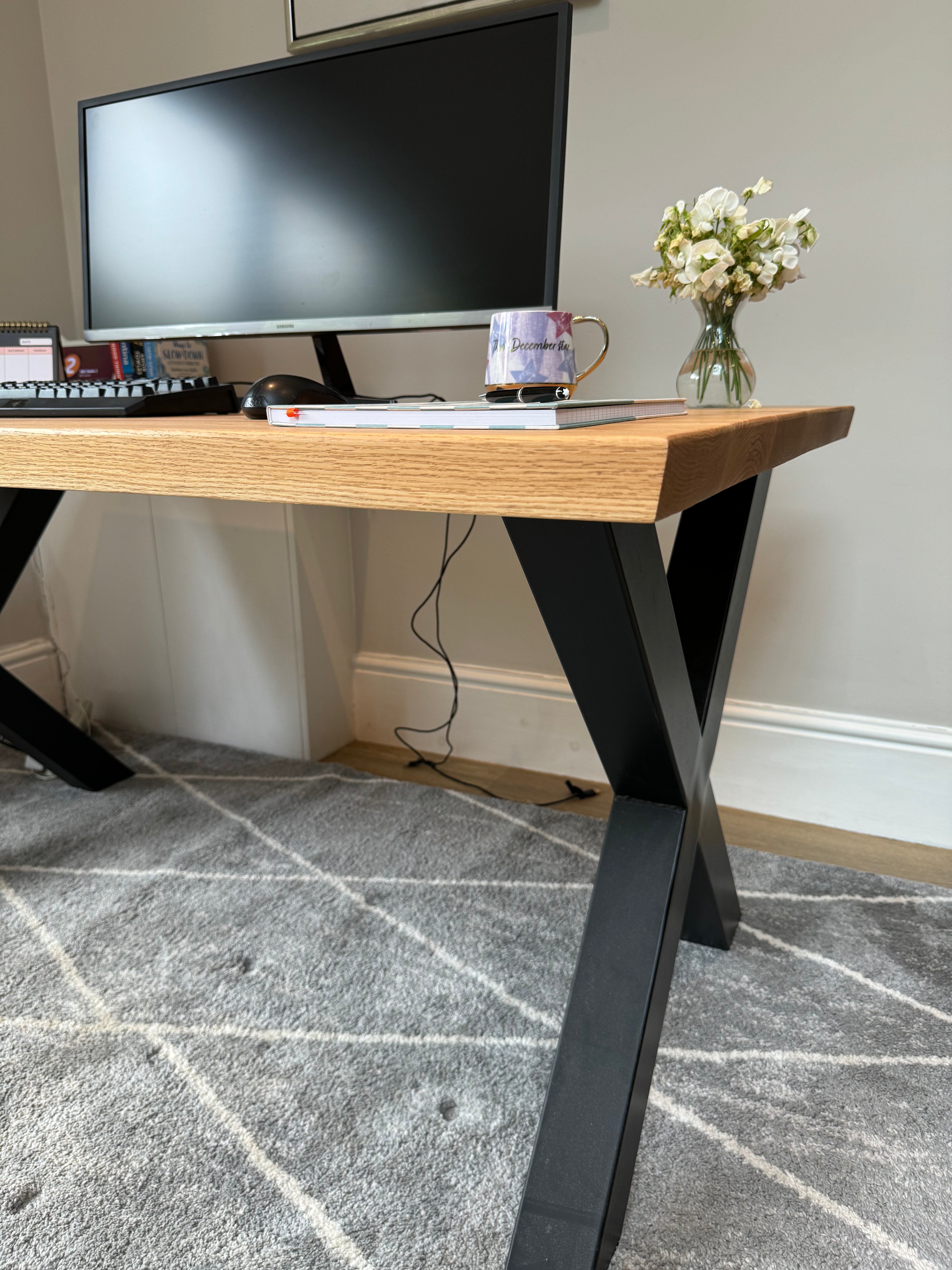 Thick Solid Oak Office Desk
