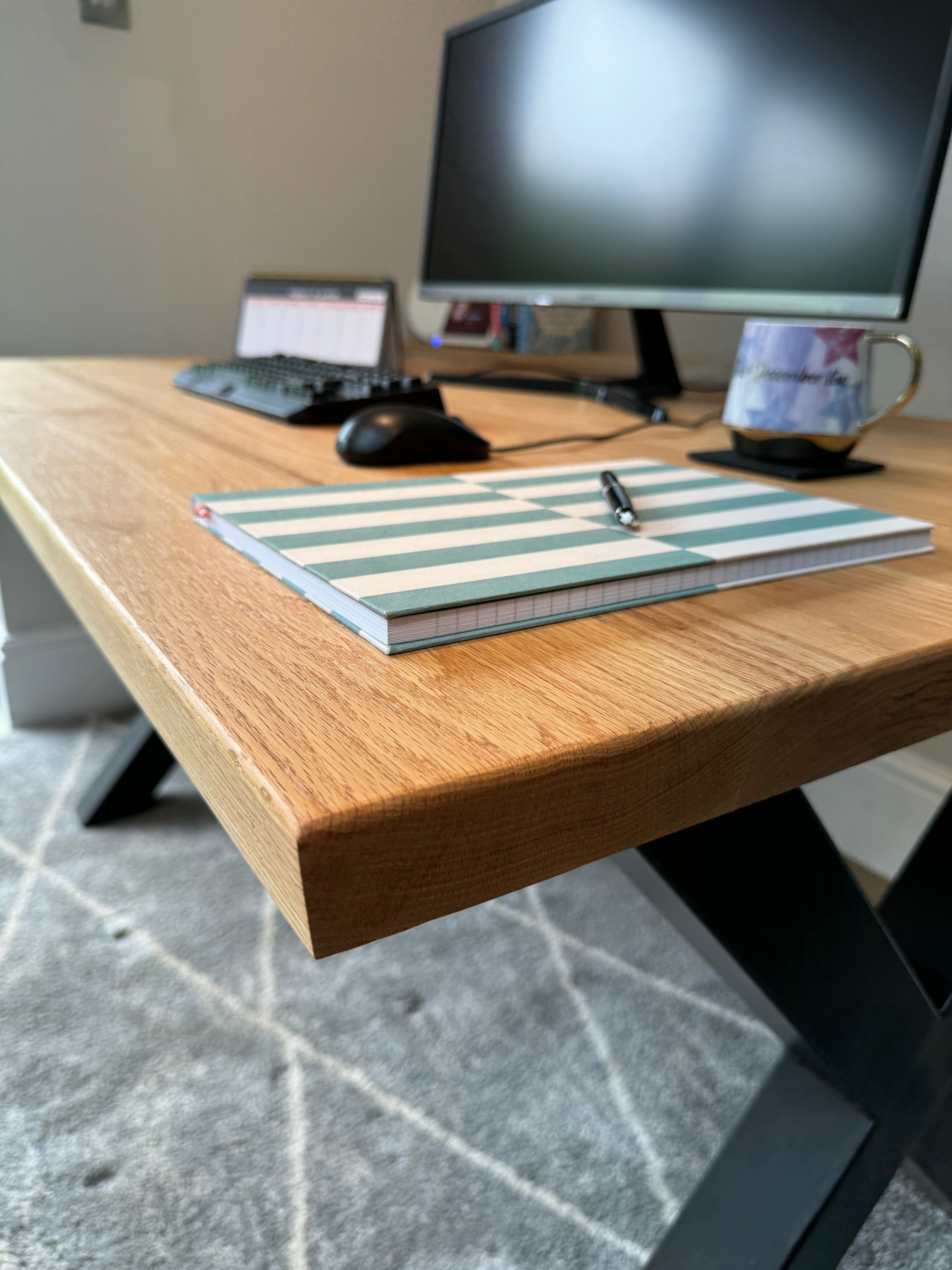 Thick Solid Oak Office Desk