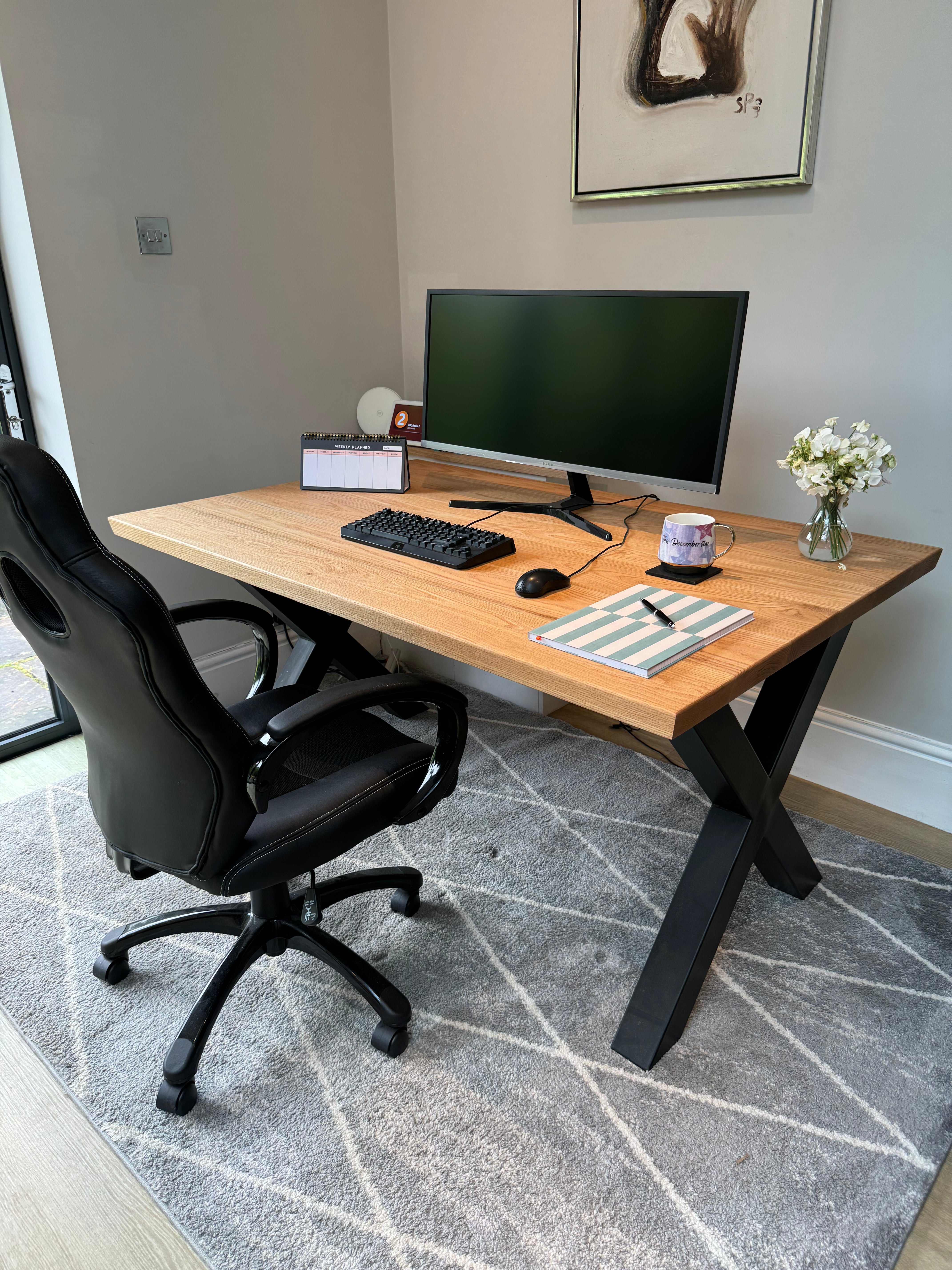 Thick Solid Oak Office Desk