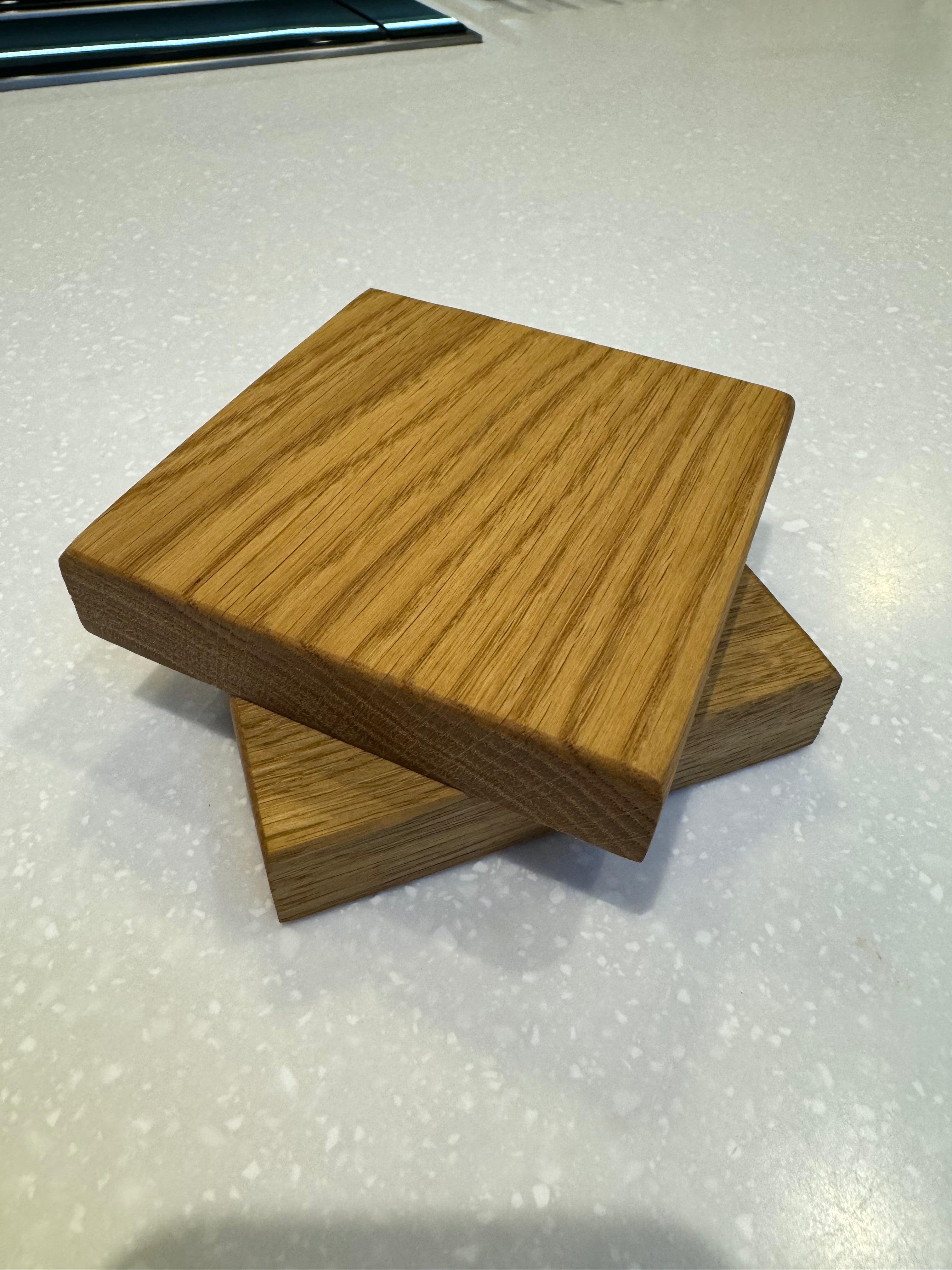 Solid Oak Wooden Coasters (Pack of 2)