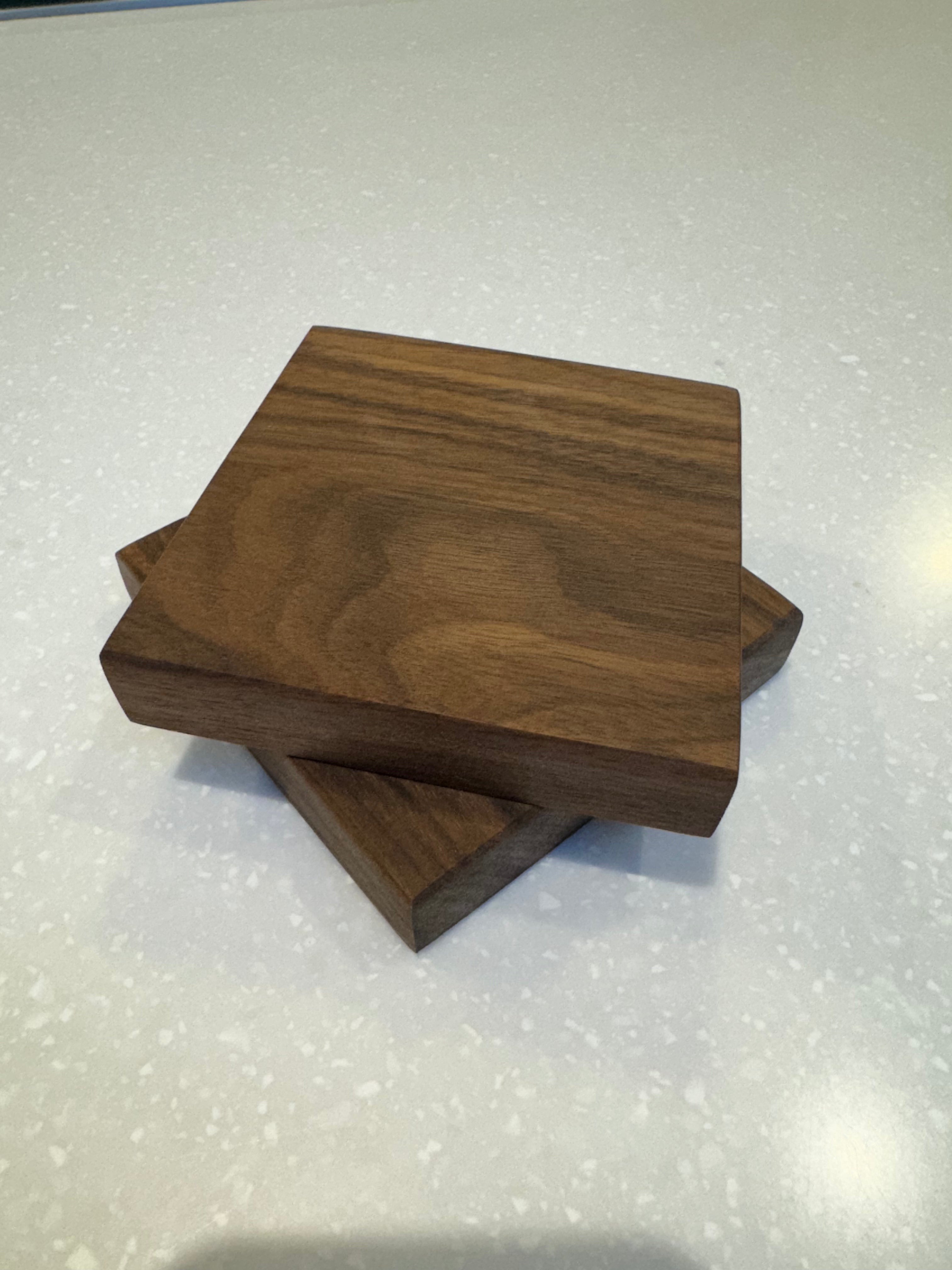 Solid Walnut Wooden Coasters (Pack of 2)