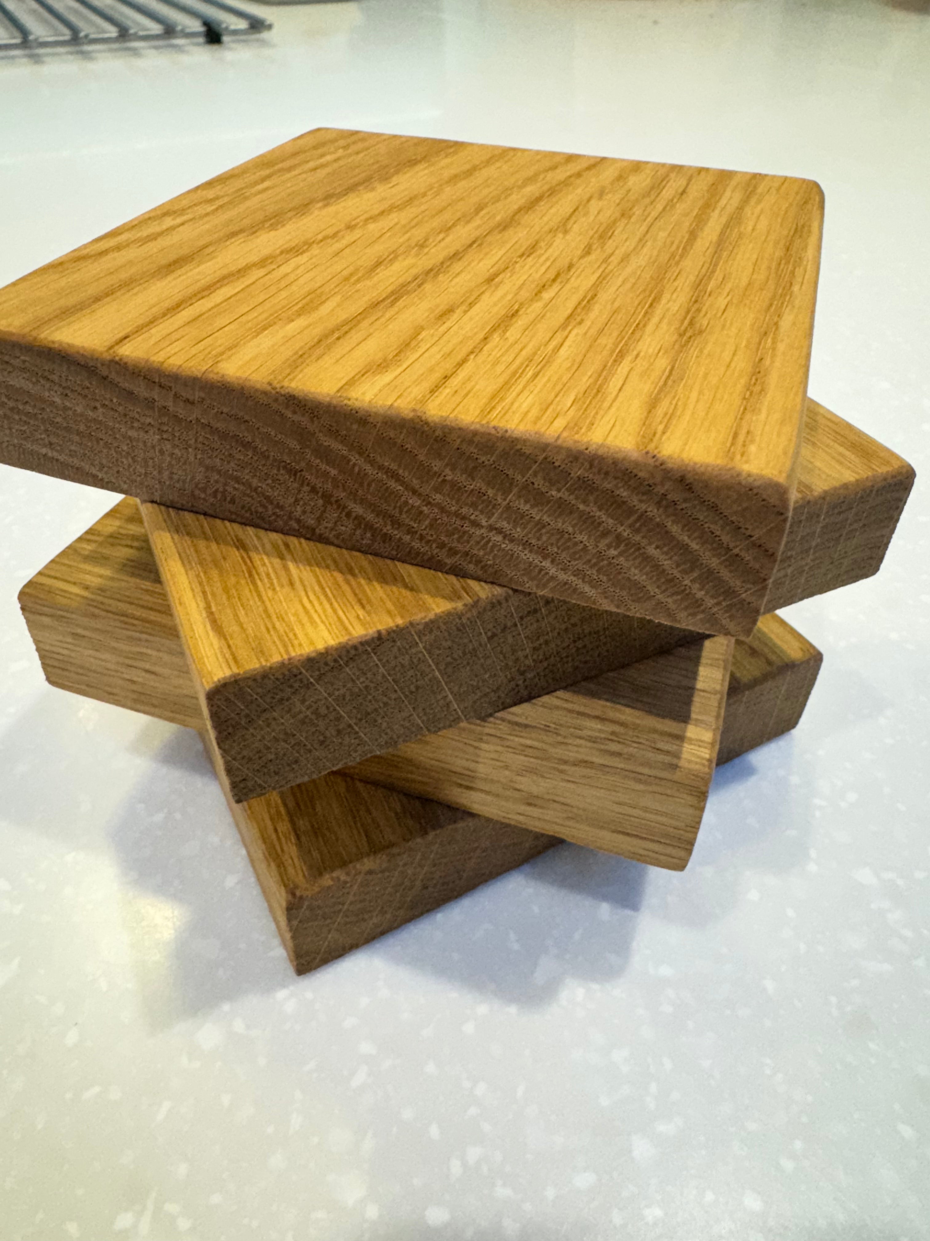 Solid Oak Wooden Coasters (Pack of 2)
