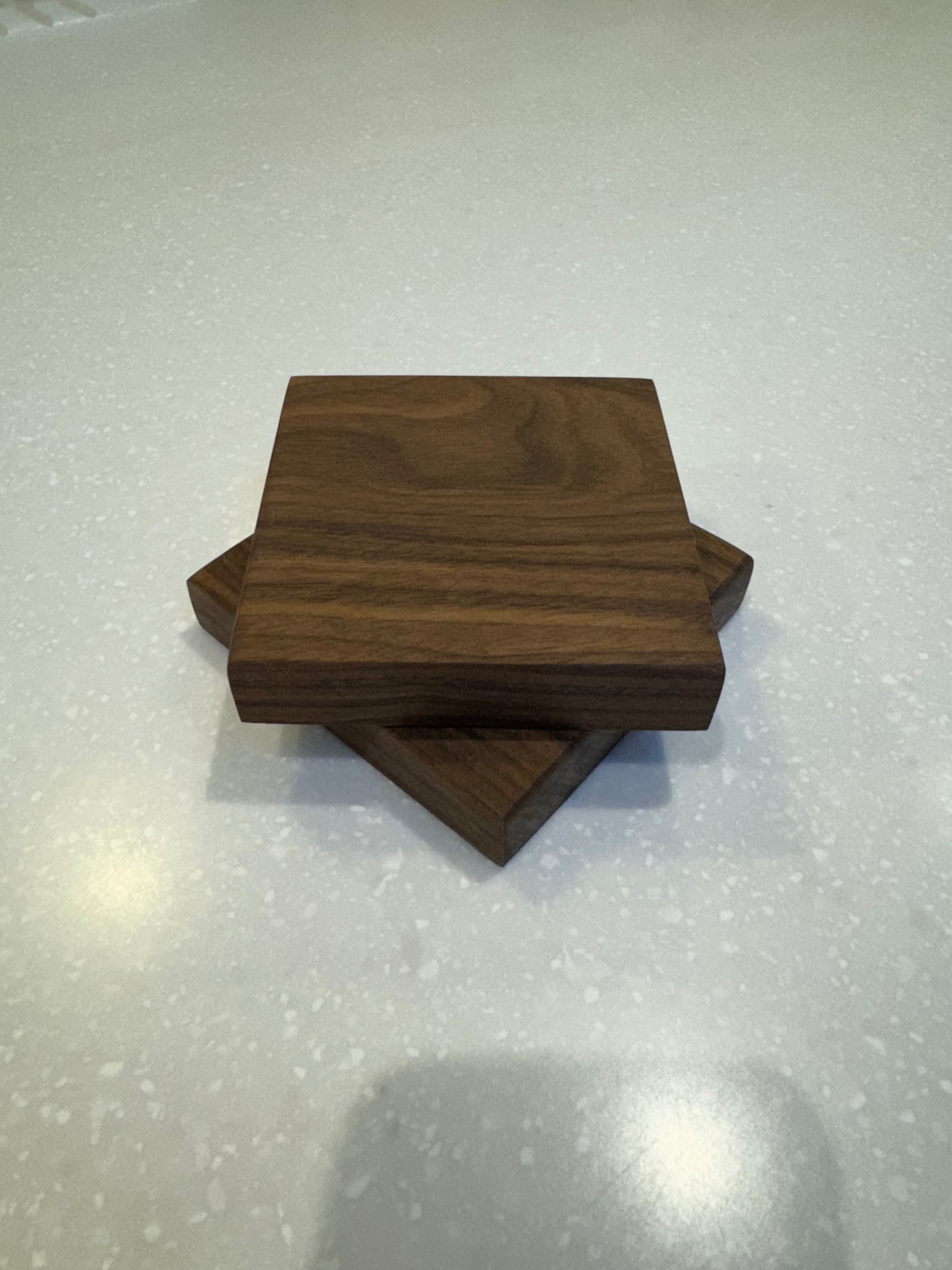 Solid Walnut Wooden Coasters (Pack of 2)
