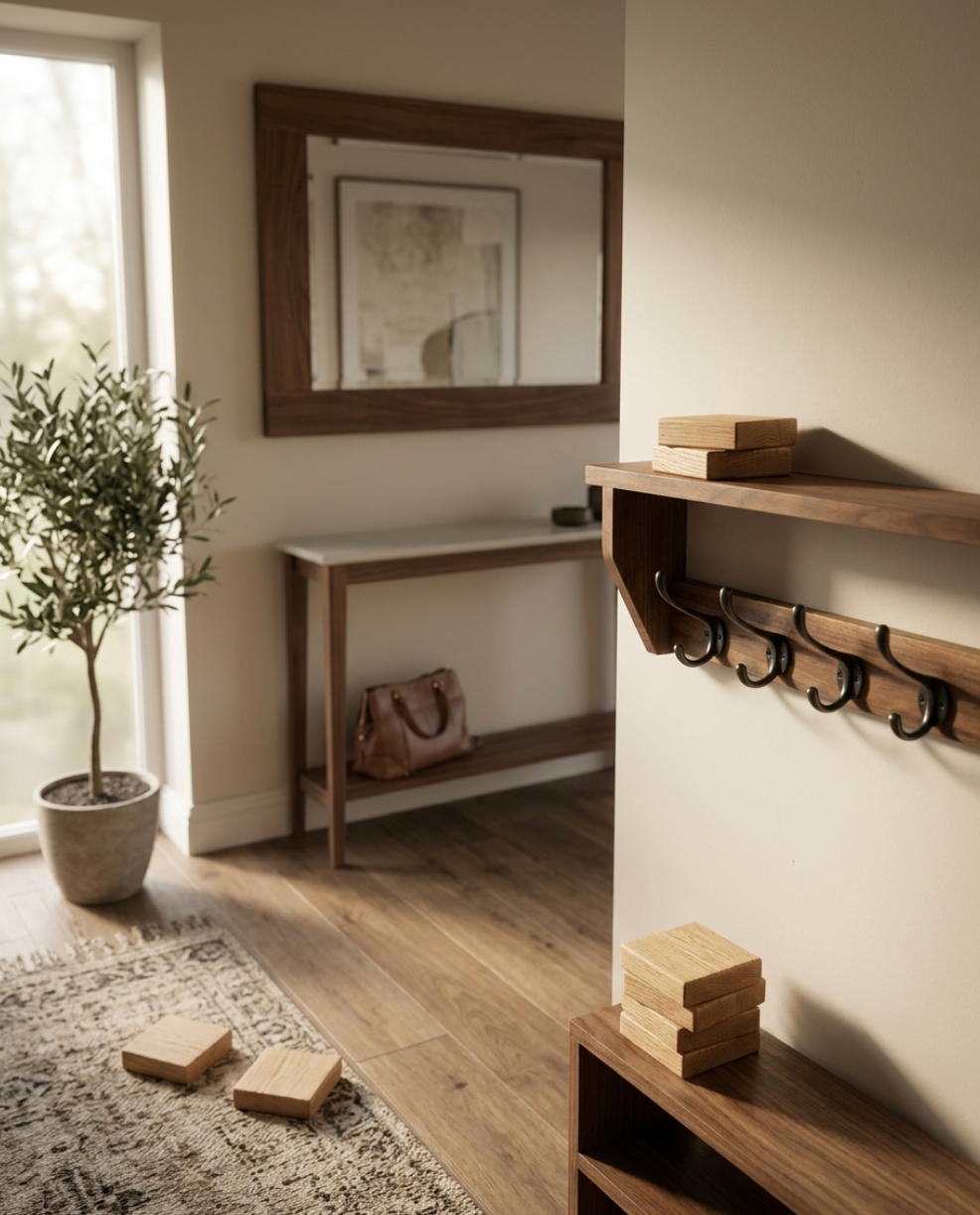 Solid Walnut Coat Rack With Shelf