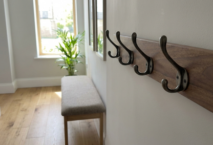 Solid Walnut Coat Rack With Cast Iron Hooks