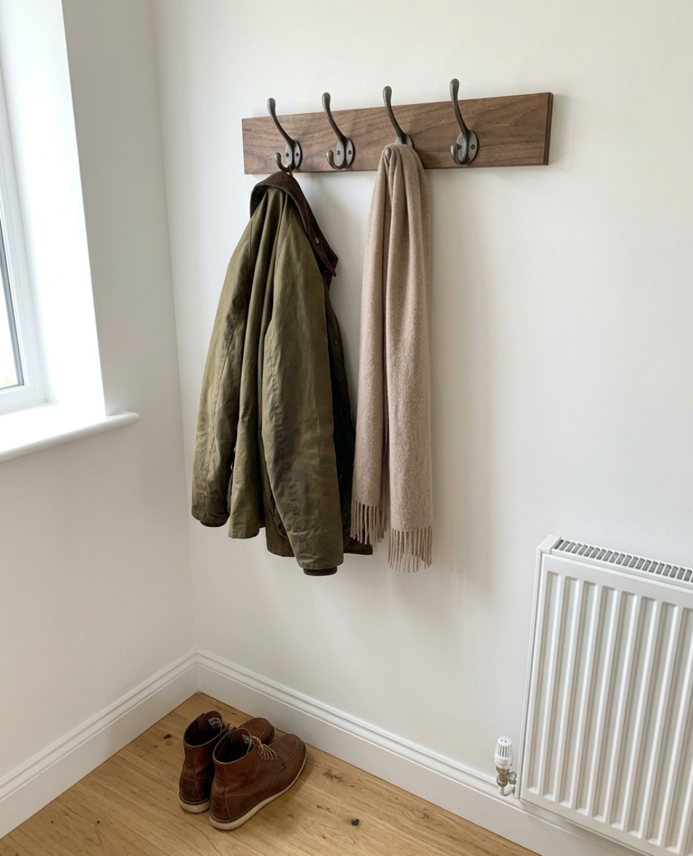 Solid Walnut Coat Rack With Cast Iron Hooks