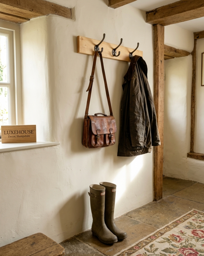 Rustic Wooden Wall Mounted Coat Rack