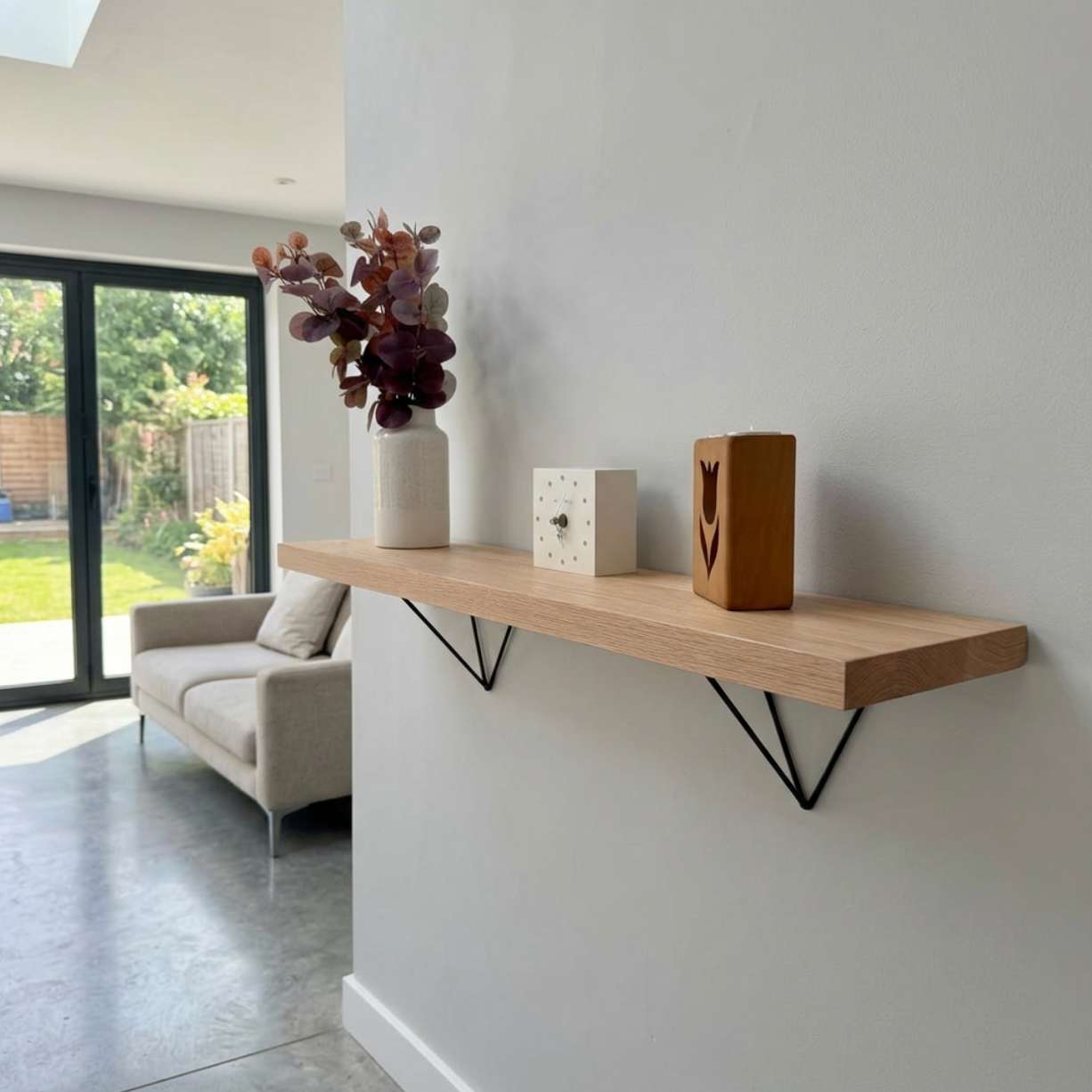 Thick Solid Oak Prism Shelf | Kitchen Shelving