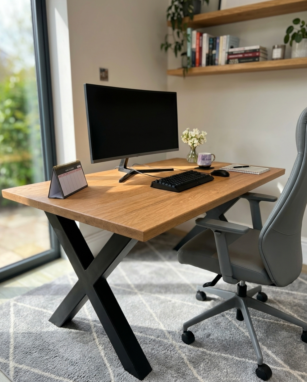 Thick Solid Oak Office Desk