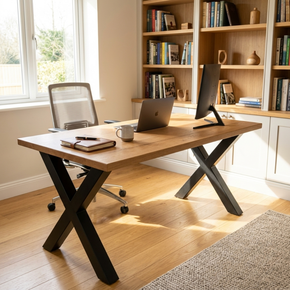Thick Solid Oak Office Desk