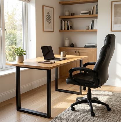 Solid Oak Office Desk With Thick Legs
