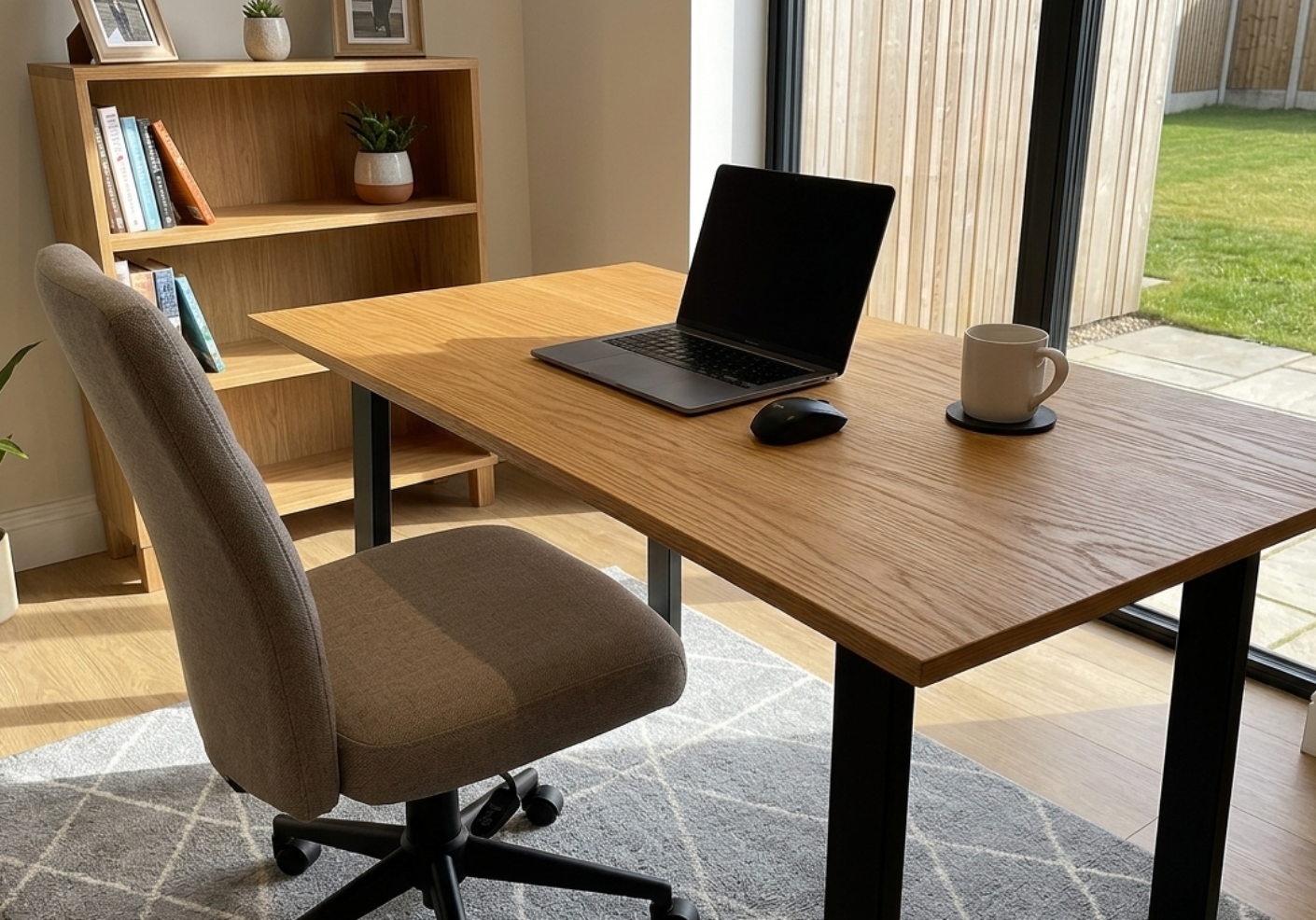 Solid Oak Office Desk With Thick Legs