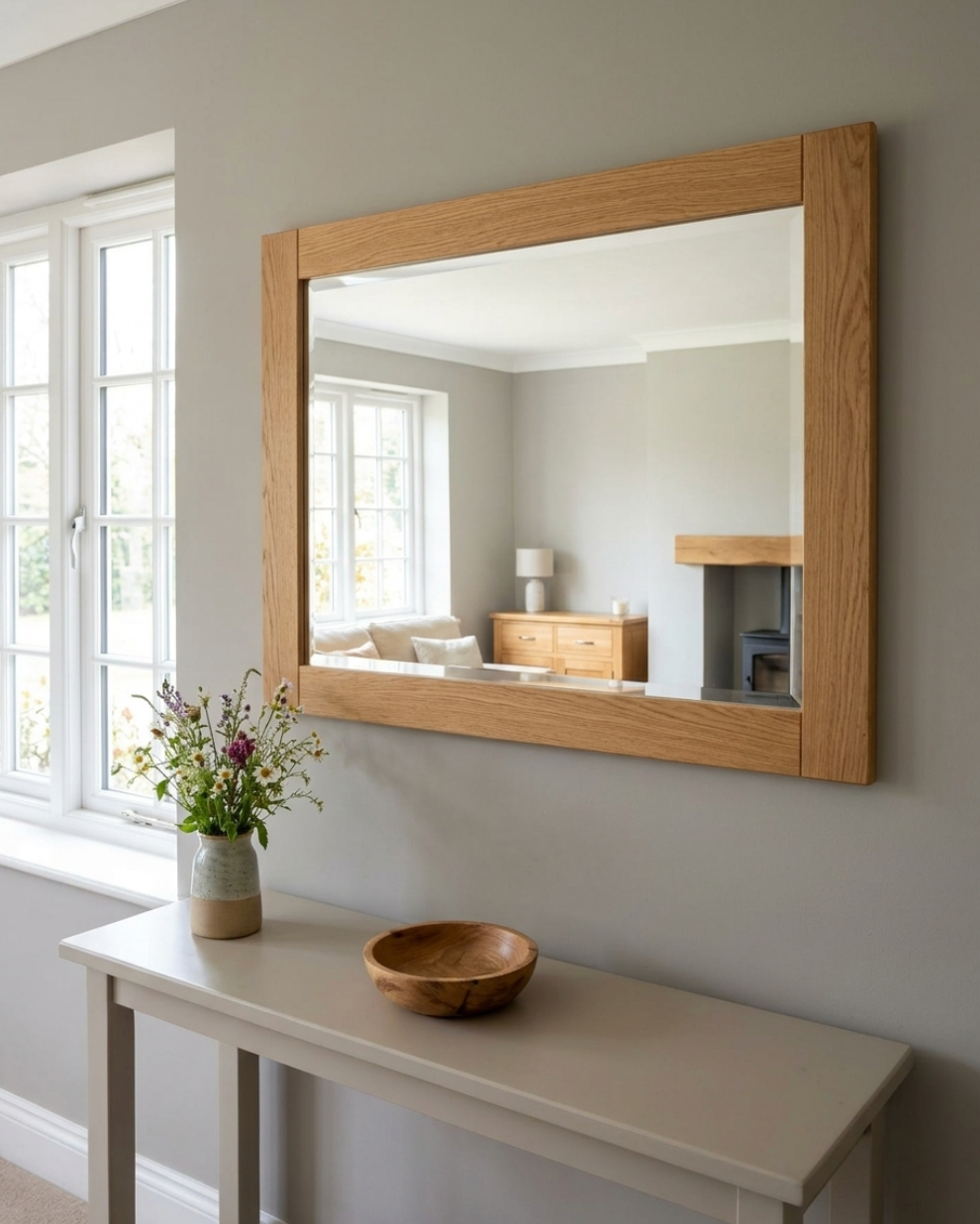 Solid Oak Wooden Mirror