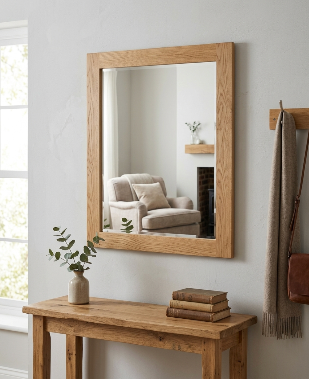 Solid Oak Wooden Mirror