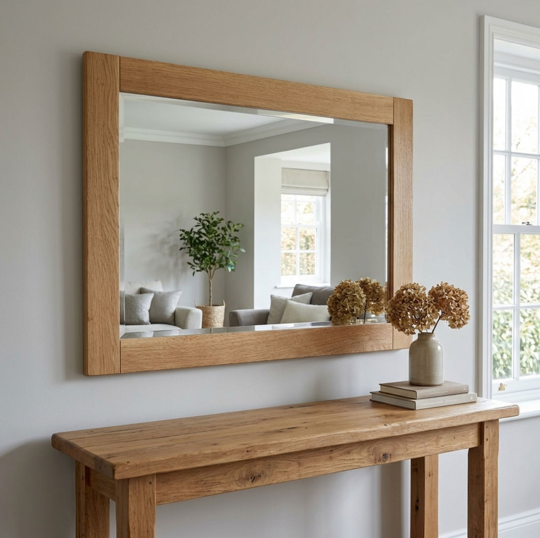 Solid Oak Wooden Mirror