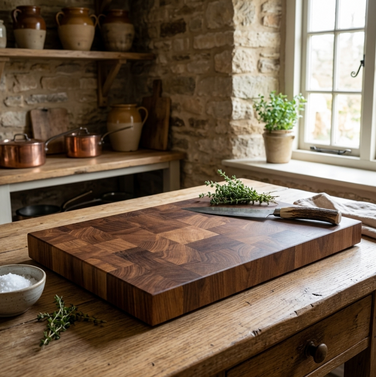 Solid Walnut End Grain Chopping Board