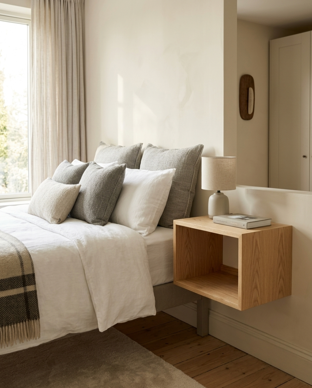Solid Oak Floating Bedside Table