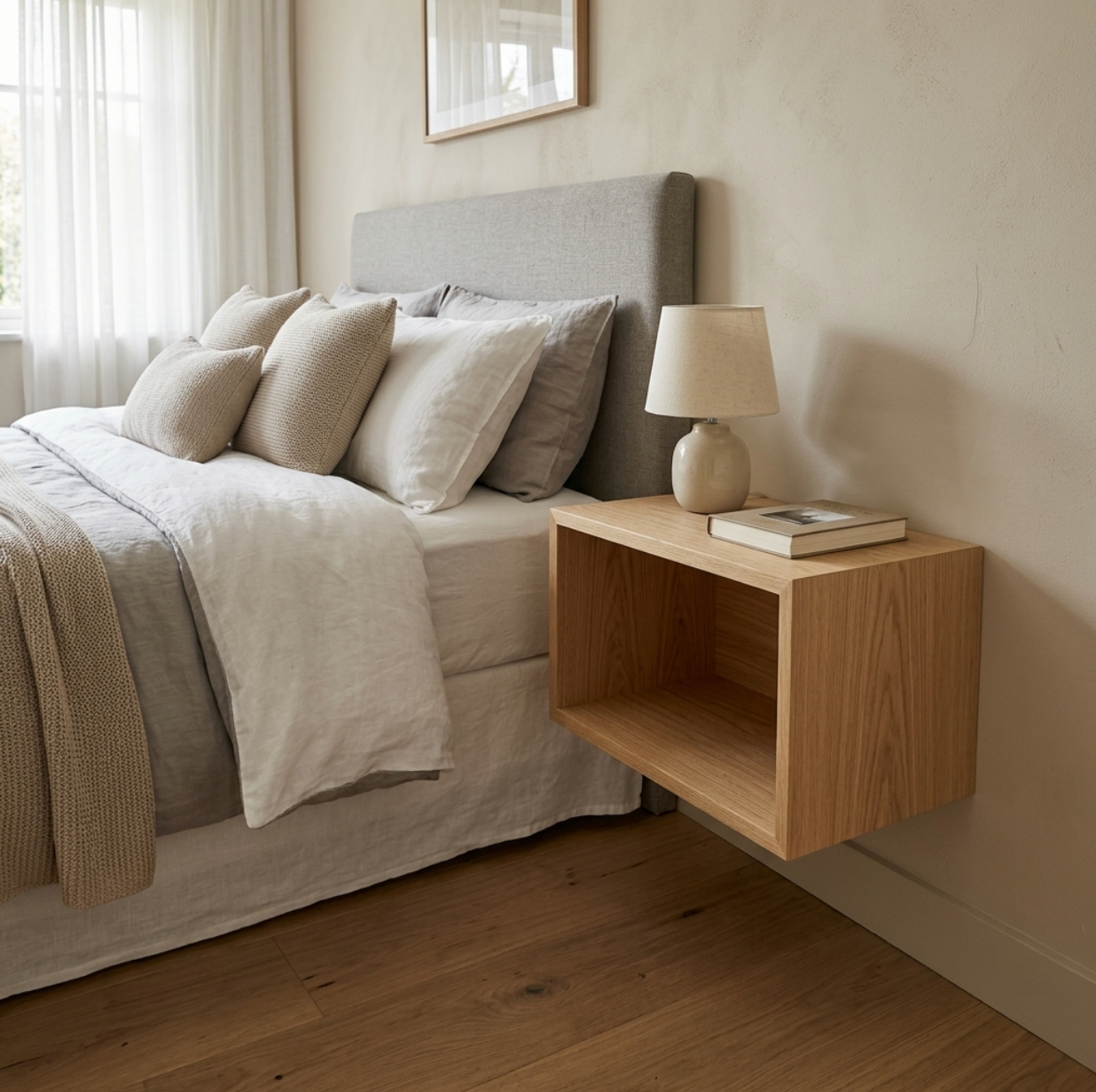 Solid Oak Floating Bedside Table